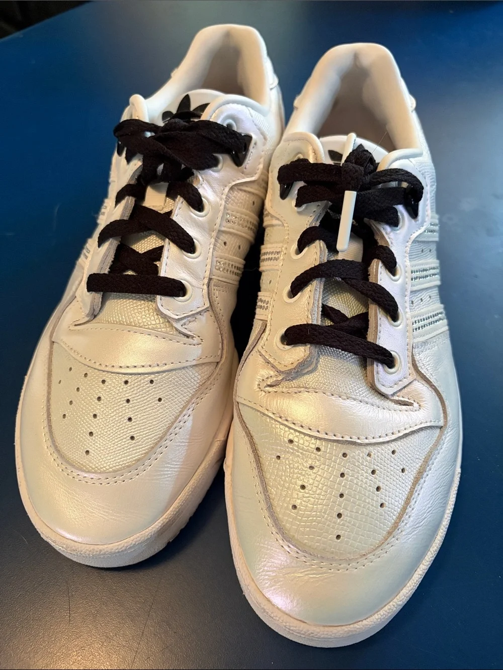 adidas Off-White Leather Sneakers with Black Logo